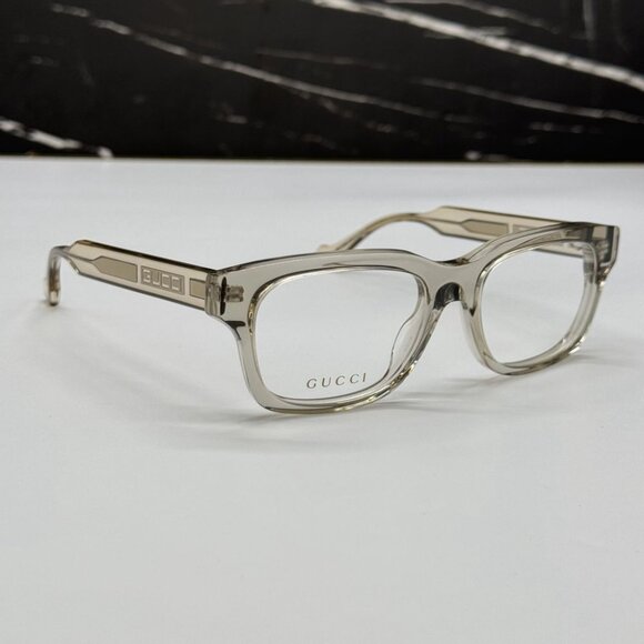 NEW GG1731O 004 GUCCI TRANSPARENT PALE KHAKI GREEN UNISEX GUCCI EYEGLASSES - Picture 1 of 10